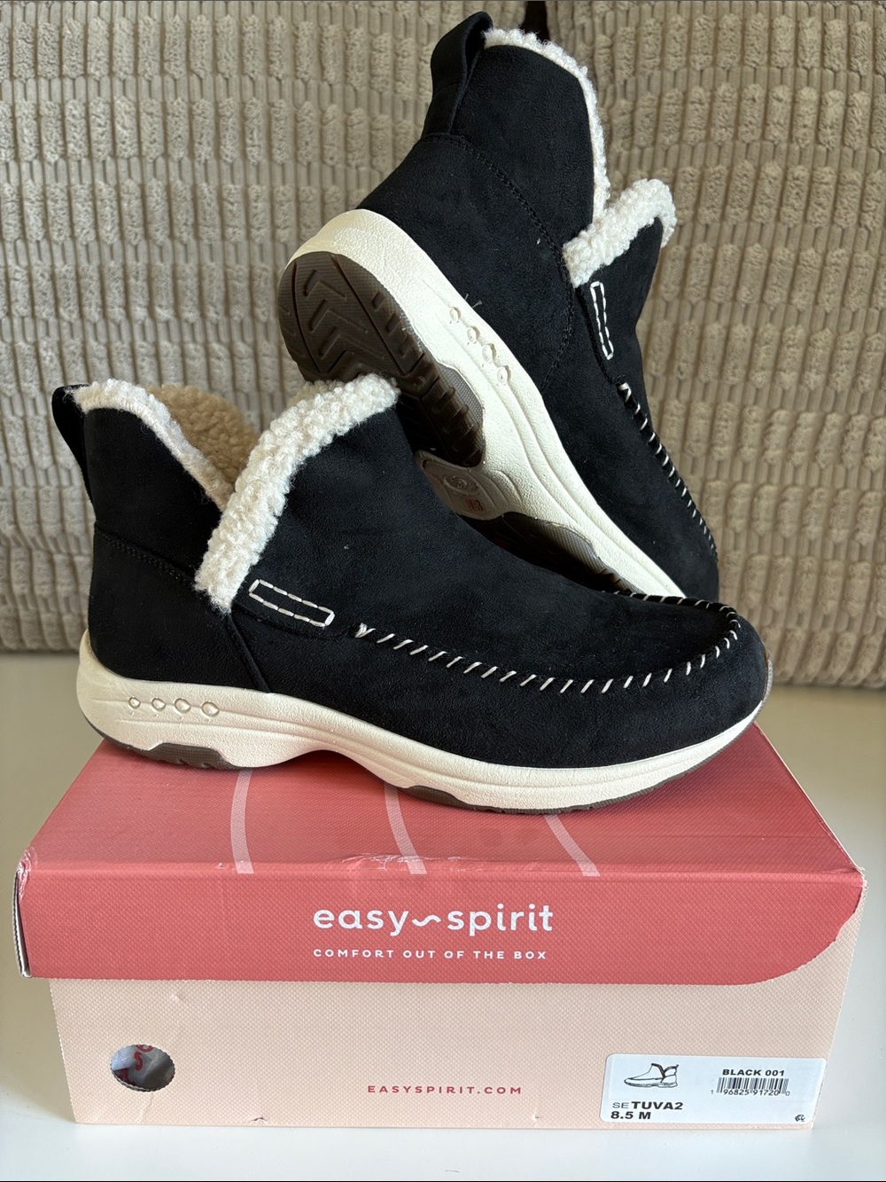 Easy Spirit Black Slip-On Sherpa-Lined Casual Ankle Shoes